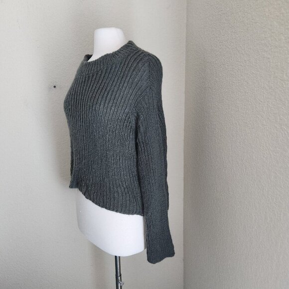 Wooden Ships Long Sleeve Mohair Wool Boxy Sweater Womens Sz Small Olive Green - Picture 3 of 11